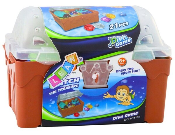 Lean Toys Kincsesláda Készlet Búvárkodáshoz és Vízi Szórakozáshoz, Barna, 21 db