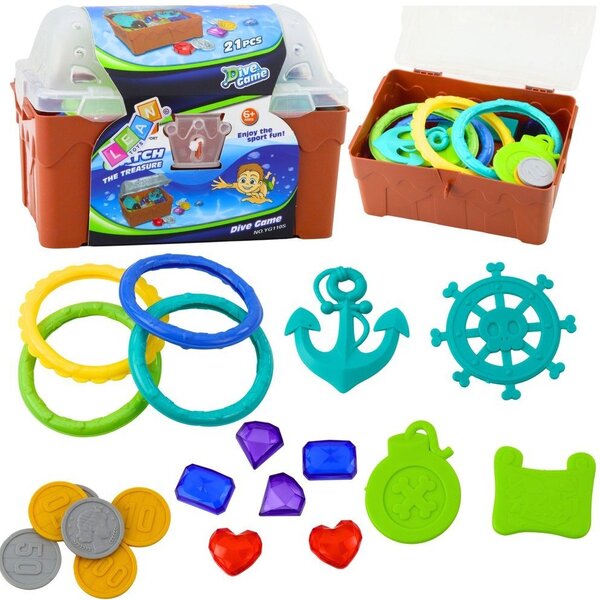 Lean Toys Kincsesláda Készlet Búvárkodáshoz és Vízi Szórakozáshoz, Barna, 21 db