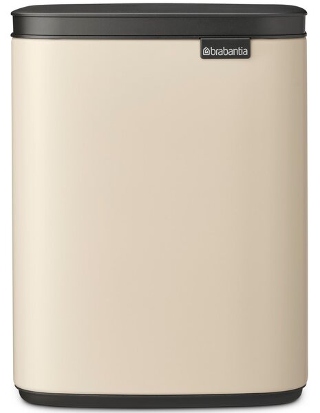 BRABANTIA Bo Waste Bin hulladékgyűjtő felnyitható Soft-Close fedéllel fali/álló műanyag tartály 7L - B méret acél világos bézs - 234101