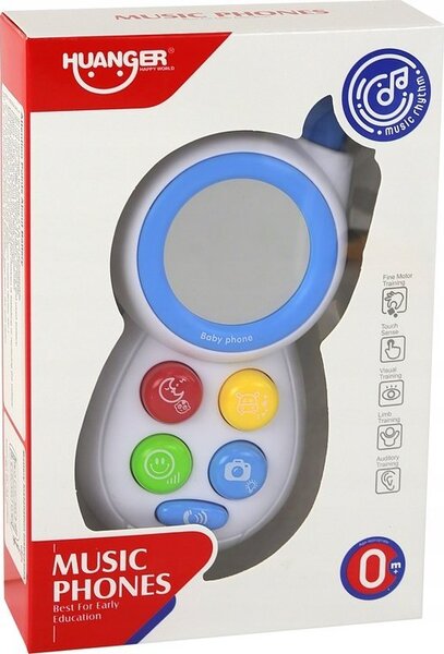 Lean Toys Kék Színű, Interaktív Gyermek Telefonfények, Hangok, Tükör