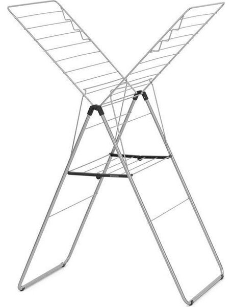 Brabantia HangOn Drying Rack ruhaszárító állvány, 20m szárítási hossz, 6db ruhaakasztó kampó, 12kg teherbírás, összecsukható, acél, metál szürke - 403422