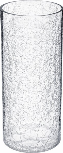Jarrón Cilíndrico De Vidrio Craquelado H30cm