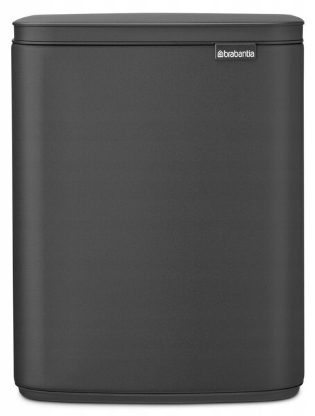 Brabantia Bo Waste Bin hulladékgyűjtő felnyitható, Soft-Close fedéllel, műanyag tartály, 12L - C méret, acél, határtalan szürke ásványi textúra - 233746