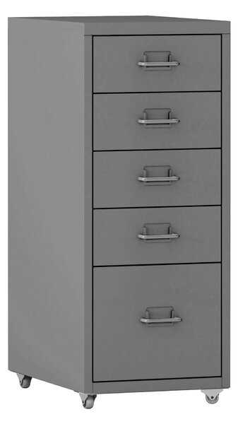 [en.casa] Gurulós irattartó szekrény Kökar 5 fiókkal 69x28x41 cm szürke
