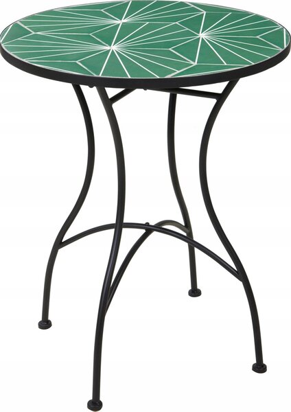 ProGarden Metalowy stolik kawowy z mozaiką w kształcie liści, 60 x 72 cm, ogrodowy