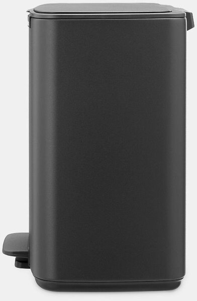 Brabantia Bo Pedal Bin pedálos hulladékgyűjtő szagmentesen záródó Soft-Close fedél, karcsú, négyzetes forma, műanyag tartály, 12L - C méret, acél, határtalan szürke ásványi textúra - 238086