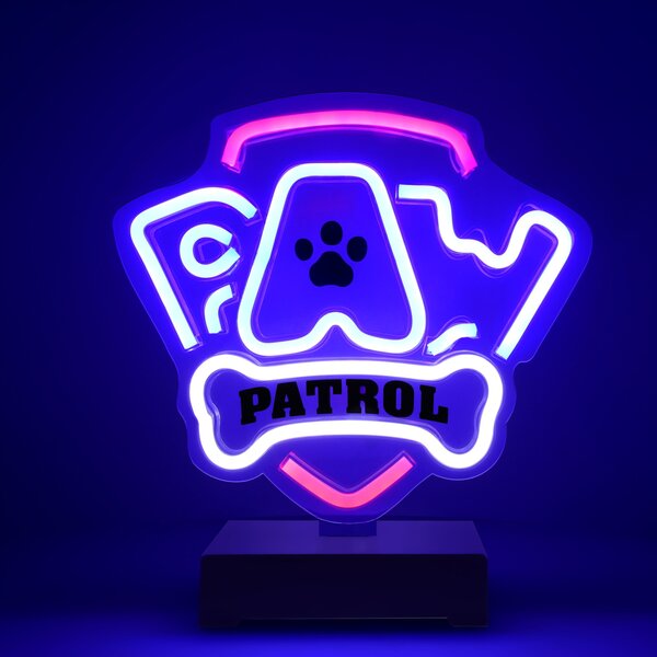 Mancs Őrjárat Neon LED dekorációs álló lámpa, világoskék-rózsaszín állítható fényerő, USB csatlakozós Paw Patrol (OW-120146)