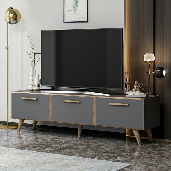 TV-állvány Brønderslev 45x160x37 cm forgácslap antracit fa hatású