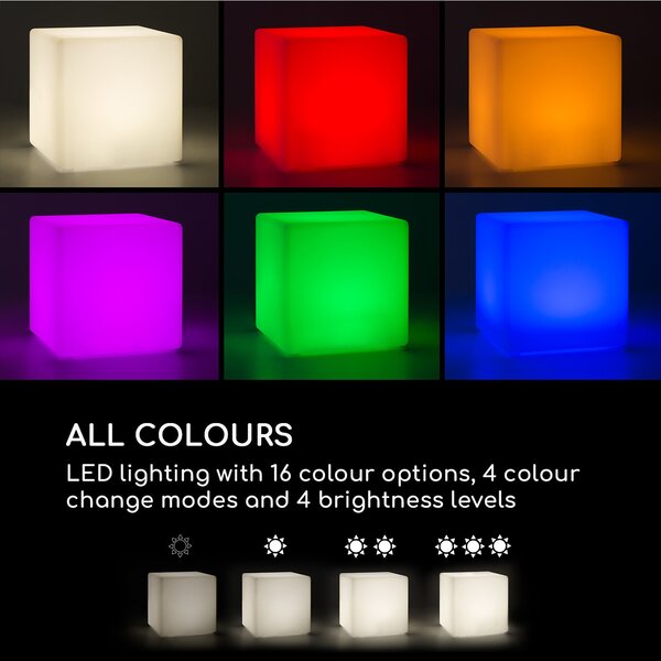 Blumfeldt Shinecube XL, világító kocka, 40 x 40 x 40 cm, 16 LED szín, 4 világítási mód, fehér