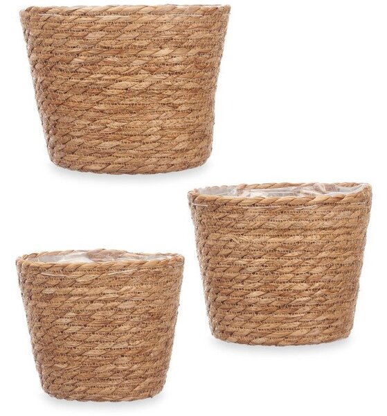 Giftdecor Osłonki na doniczki plecione RUSTIC, 3 sztuki