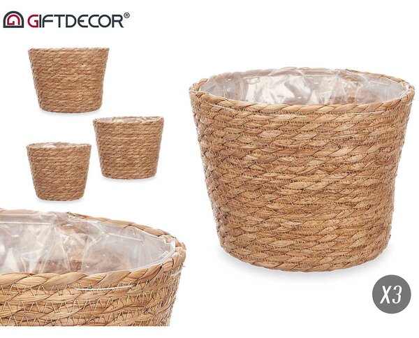 Giftdecor Osłonki na doniczki plecione RUSTIC, 3 sztuki