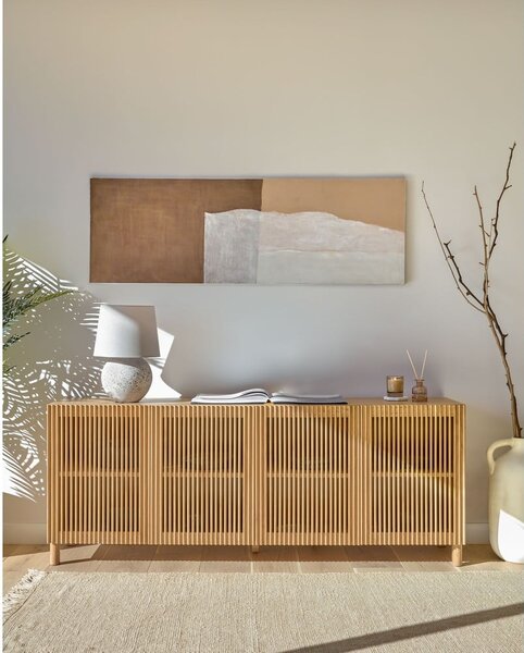 Natúr színű alacsony komód tölgyfa dekorral 180x72 cm Beyla – Kave Home