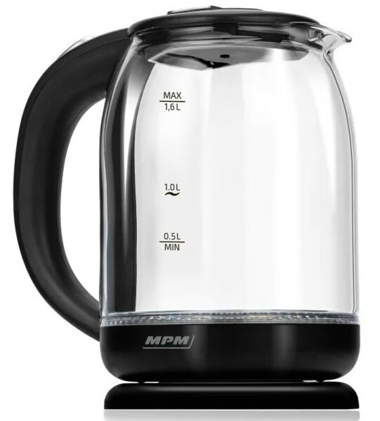 MPM MCZ-129 Vízforraló 1.6L 1500W Üveg Fekete