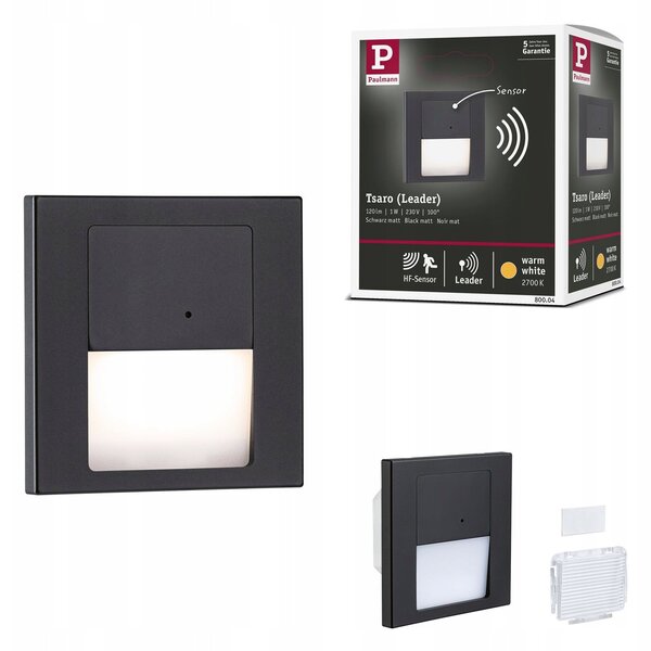 Paulmann Tsaro eckig 80x36mm 1W 80lm 230V 2700K Fali beépíthető lámpa LED 1 W Fekete (matt) (80004)