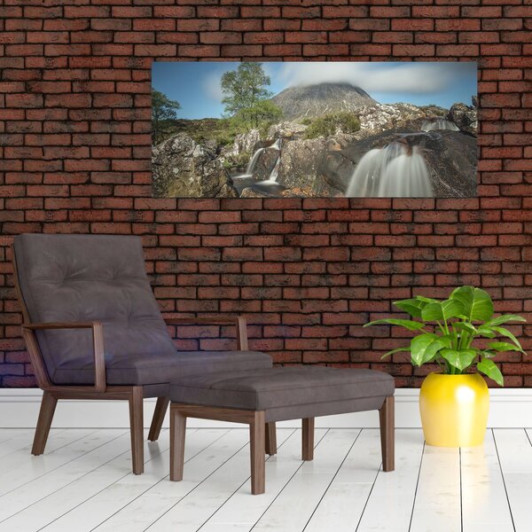 Vízesések és hegyek képe (120x50 cm)