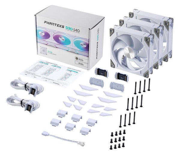 Phanteks PH-F140D30 140MM TRIPLE Regular White ház hűtő ventilátor fehér 3db (PH-F140D30_DRGB_PWM_WT01_3P)