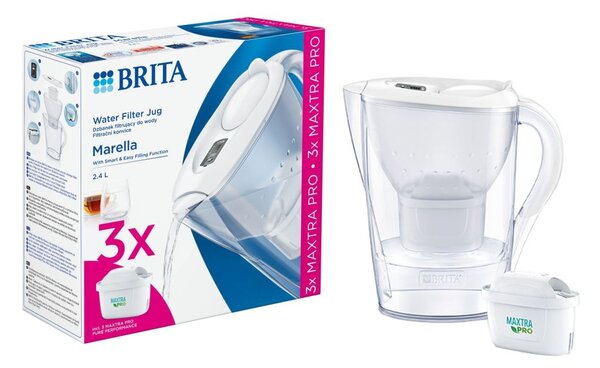 Brita Marella vízszűrő kancsó 2.4 liter fehér + 3db Maxtra Pro szűrőbetét (1052791)