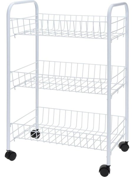 HomeandMode Fém Konyhai 3 Szintes Zsúrkocsi, 62 cm, Fehér