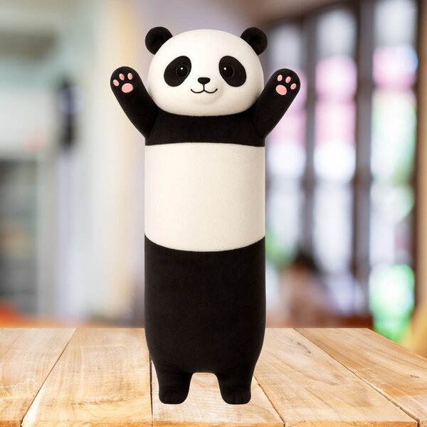 Plüss Kabalafigura Panda Párna Hosszúkás Görgő Fehér Fekete 70 cm