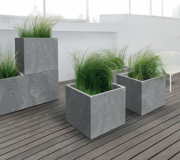 Virágcserép Prosperplast SIERRA CASE beton hatás 57,7 cm antracit