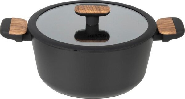 Resto MON 93188 Rozsdamentes Acél Lábas Üveg fedővel Ø 24cm 4,4L - Fekete