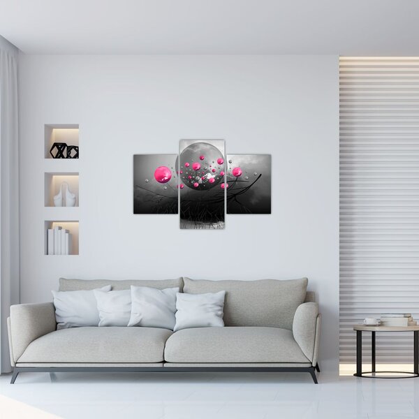 Rózsaszín absztrakt gömbök képe (90x60 cm)