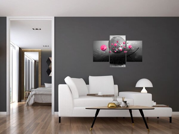 Rózsaszín absztrakt gömbök képe (90x60 cm)