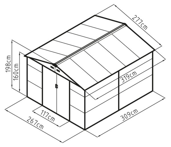 G21 GAH 884 kerti fém tároló - 277 x 319 cm, zöld