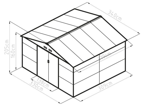 G21 GAH 1085 kerti tároló - 340 x 319 cm, zöld