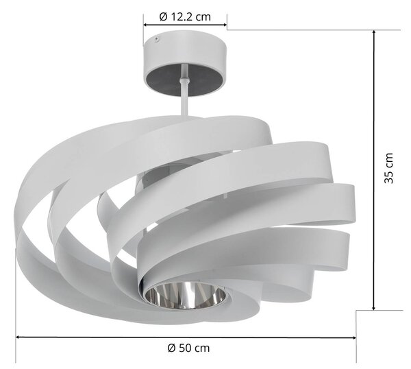 Euluna Vento mennyezeti lámpa, fehér, fém, Ø 50 cm, dimmelhető, Fehér / opál, Nappali / Étkező, fém, Modern