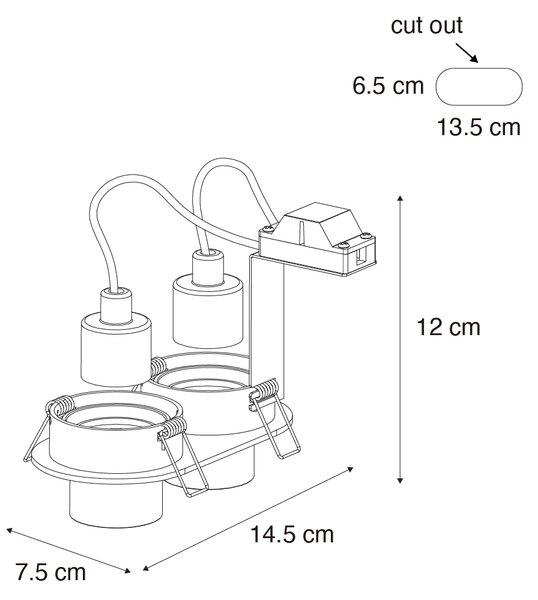 6 darabos süllyesztett spotlámpa szett sötét bronz GU10 35mm dönthető 2-lámpás - Installa