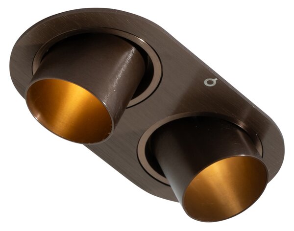 6 darabos süllyesztett spotlámpa szett sötét bronz GU10 35mm dönthető 2-lámpás - Installa