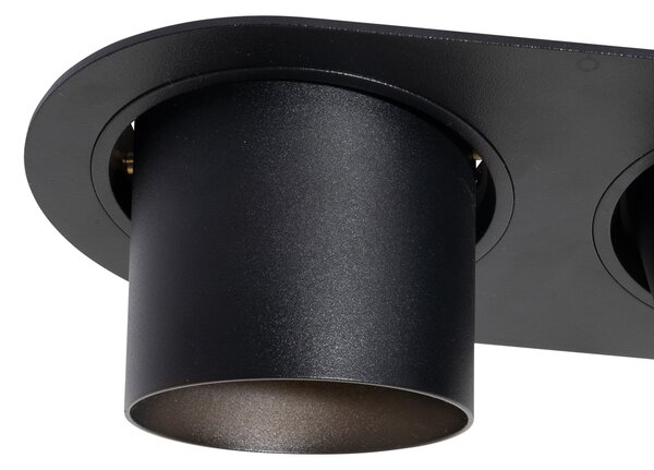 6 darabos süllyesztett spotlámpa készlet fekete GU10 70mm dönthető 2-lámpás - Installa