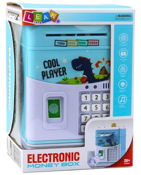 Elektronikus Széf ATM Malacpersely PIN-kód Gyerekeknek Kék Dinoszaurusz– 23470