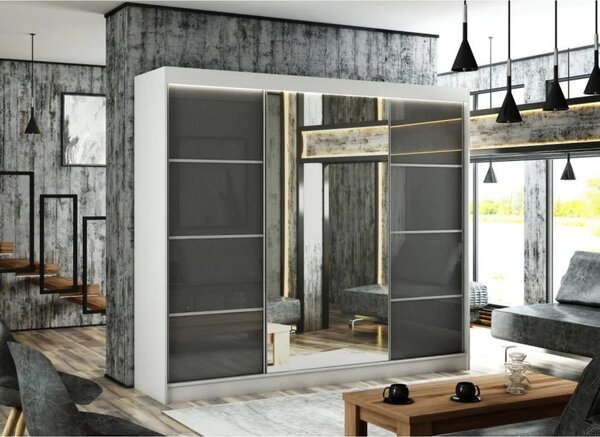 Kvalitní Šatní Skříň Velis 250 cm Bílý mat Bílá
