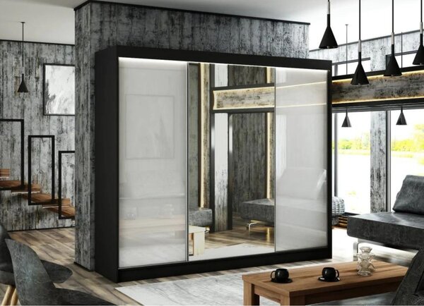 Kvalitní Šatní Skříň Velis 250 cm Bílý mat Bílá