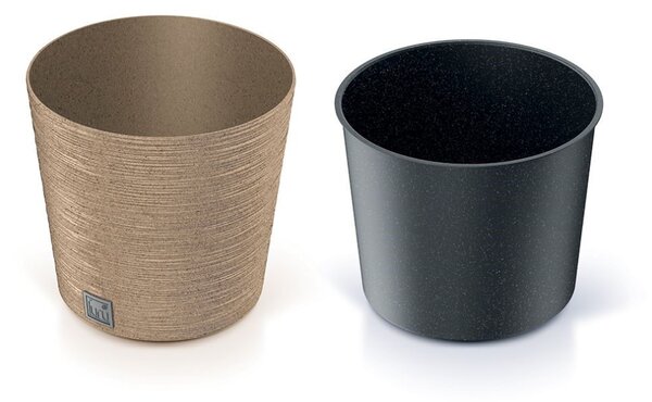 Prosperplast FURU ROUND LOW ECO WOOD kaspó 25 cm naturo