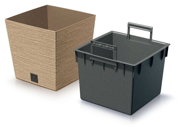 Prosperplast FURU SQUARE LOW ECO WOOD kaspó 24 cm naturo