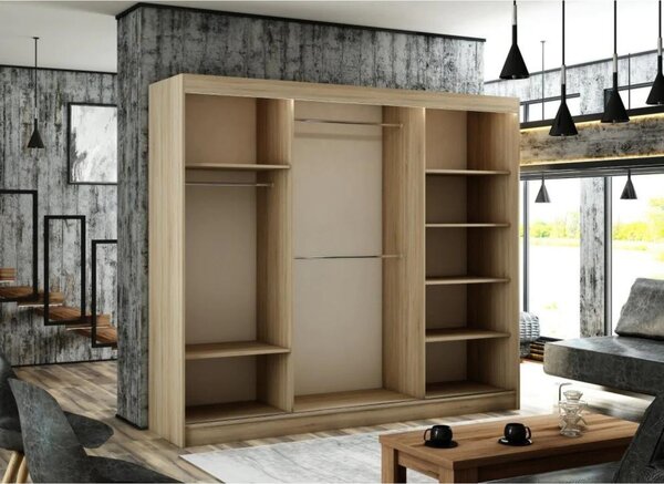 Kvalitní Šatní Skříň Velis 250 cm Bílý mat Bílá