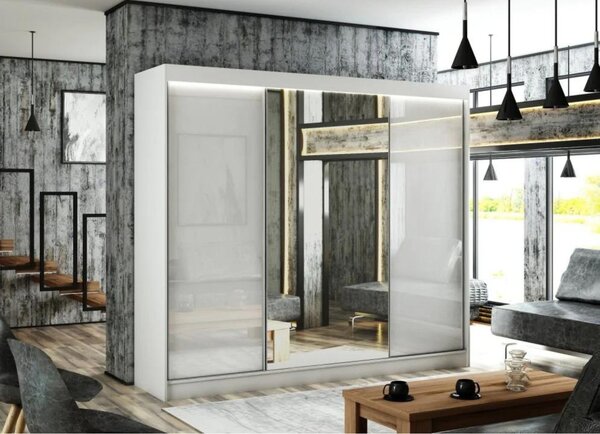 Kvalitní Šatní Skříň Velis 250 cm Bílý mat Bílá