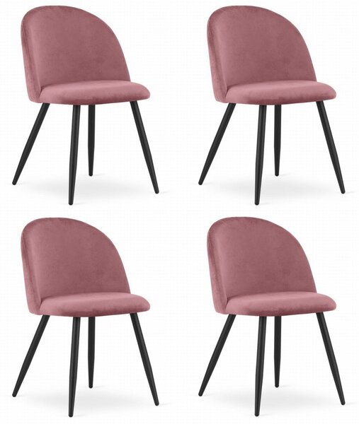 "BELLO Szék - Sötét Rózsaszín Bársony / Fekete Lábak x 4"