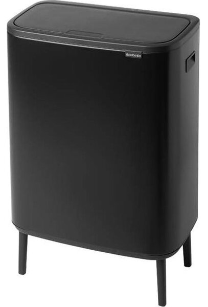 BRABANTIA Bo Touch Bin Hi hulladékgyűjtő Soft-Close fedéllel magasított lábakon álló műanyag tartály XXL 60L - M méret acél matt fekete - 130229