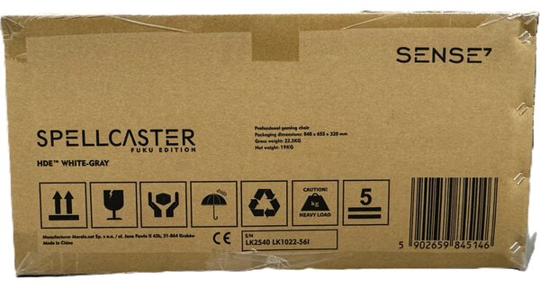 SENSE7 Spellcaster FUKU PU gamer szék fehér-szürke