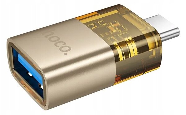 Hoco adapter (USB aljzat - Type-C, adatátvitel és töltés, OTG) ARANY (UA36B)