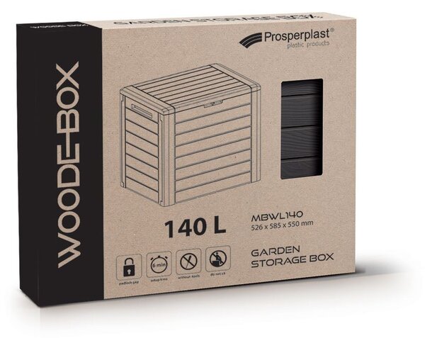 Prosperplast WOODEBOX kerti box antrait 140L