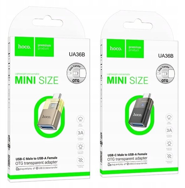 Hoco adapter (USB aljzat - Type-C, adatátvitel és töltés, OTG) ARANY (UA36B)