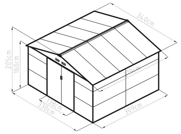 G21 GAH 1085 kerti tároló 340 x 319 cm, antracit