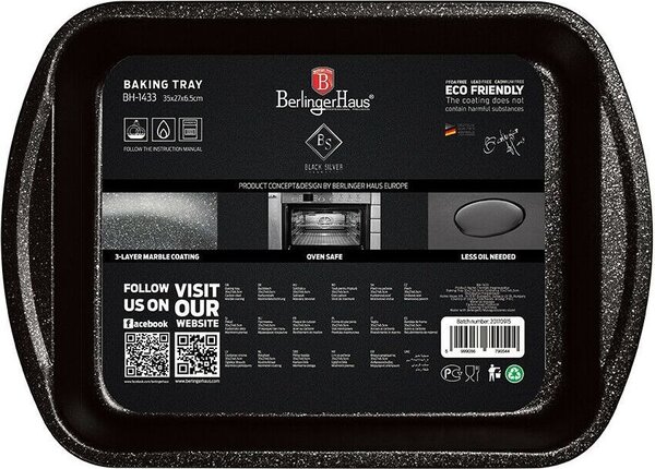 Tepsi, 35x25 cm, téglalap alakú BERLINGER HAUS Black Silver
