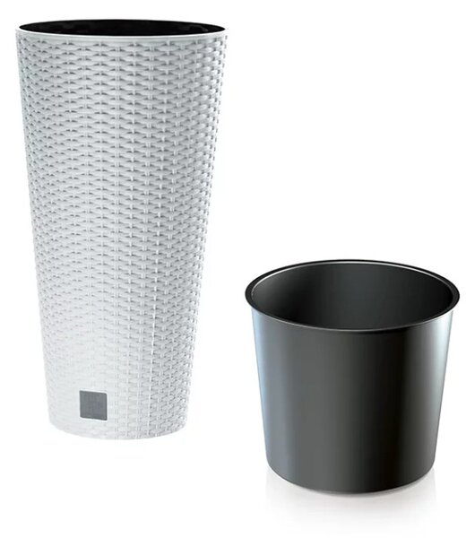 Prosperplast Rato Tubus virágcserép fehér 30 cm-es betéttel