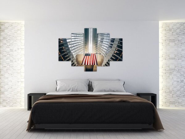Építkezés az USA zászlóval képe (150x105 cm)